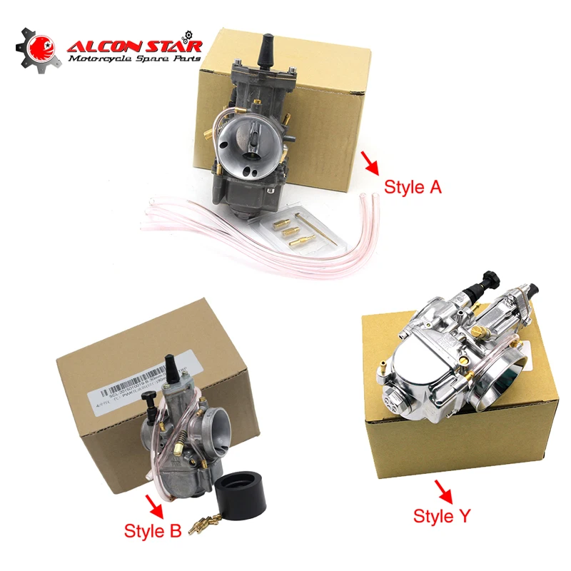 

Alconstar-21 24 26 28 30 32 34mm Gray Silver Motorcycle PWK Carburetor with Power Jet Carb for 2T/4T Engine for Kawasaki KTM EXC