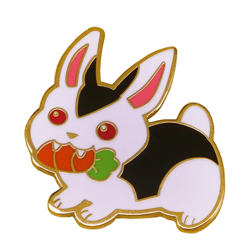 

Cute bunny carrot brooch evil pin horror Vampire rabbit badge Easter gift funny accessories