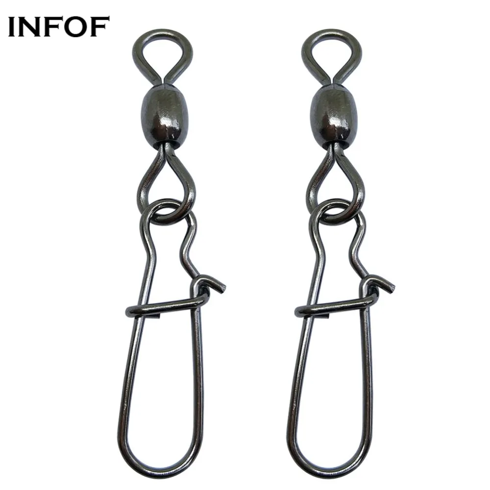 

INFOF 200-pieces Fishing Swivels Snap Stainless Steel Crane Swivel with Nice Snap Fishing Connector Hook Carp Fishing Equipment