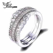 JewelryPalace 0.7ct Circonita 3 Unids Apilable Band Aniversario de Boda Anillo de Compromiso Nupcial Establece Verdadera Plata de Ley 925