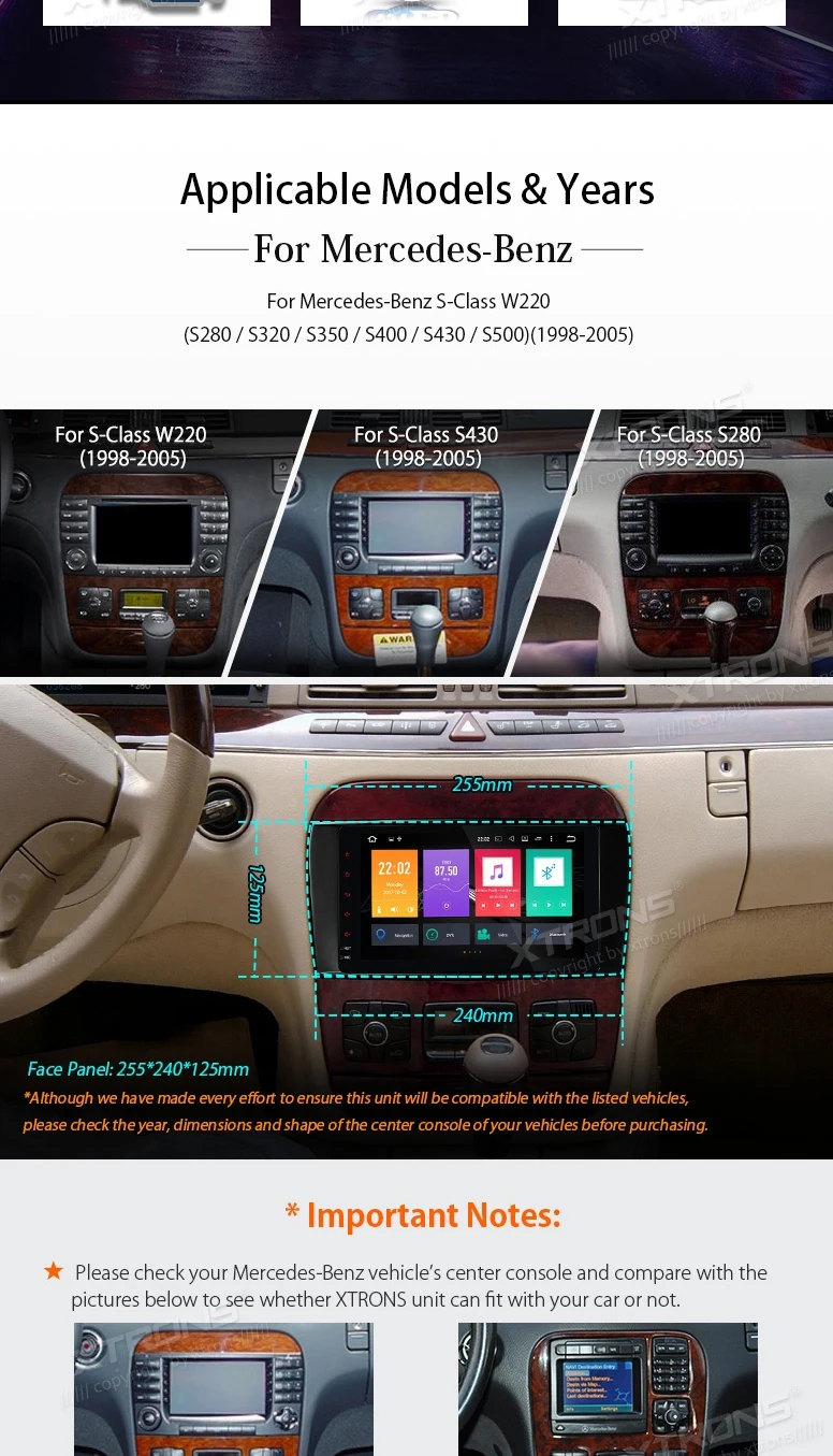 Excellent Android 6.0 OS 8" Octa-Core  Car Multimedia Navigation GPS Radio for Mercedes-Benz S-Class W220 1998-2005 with 4GB RAM 32GB ROM 1