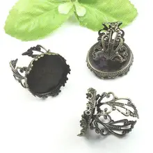 20 мм круглый Винтаж античная бронза Медь Болванка Тулья Кепки База цветок палец Кольца настройки 4 DIY ООС ювелирных изделий