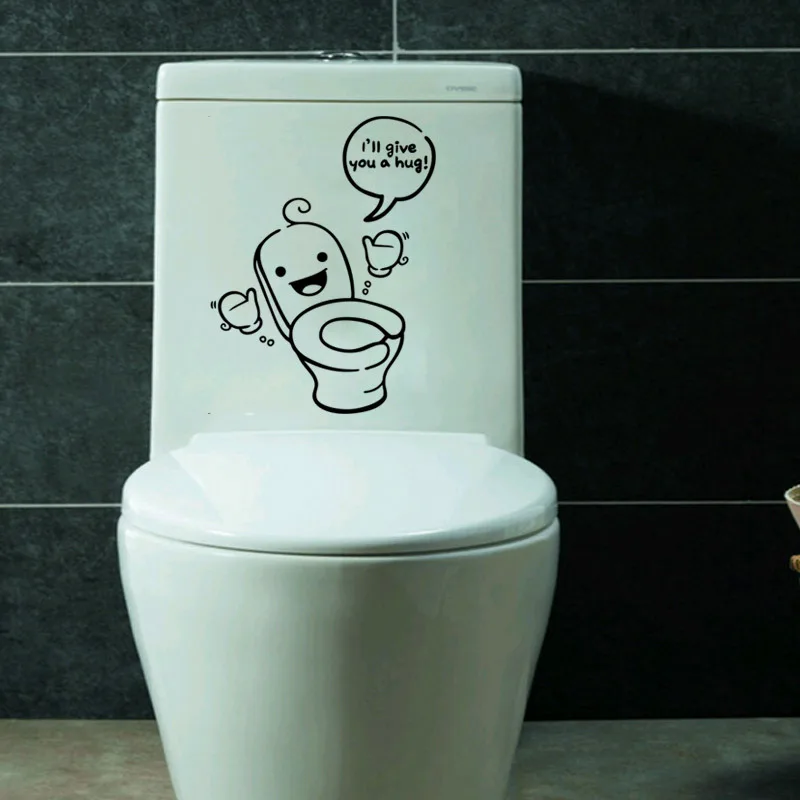 302 Cartoon toilet sticker i will give you a hug for kids decor toliet