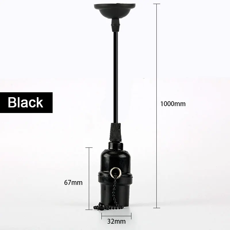 E27 Винтаж Ретро лампа Эдисона База держатель кулон лампочка винта Разъем для украшение для домашнего праздника - Цвет: Black Zipper
