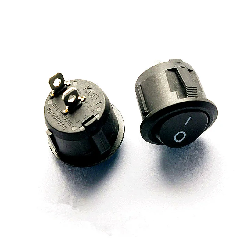 Круглый тумблер 20 шт./лот KCD1-105 черный 2 фута файла 10A/125V 6A/250V | Обустройство дома