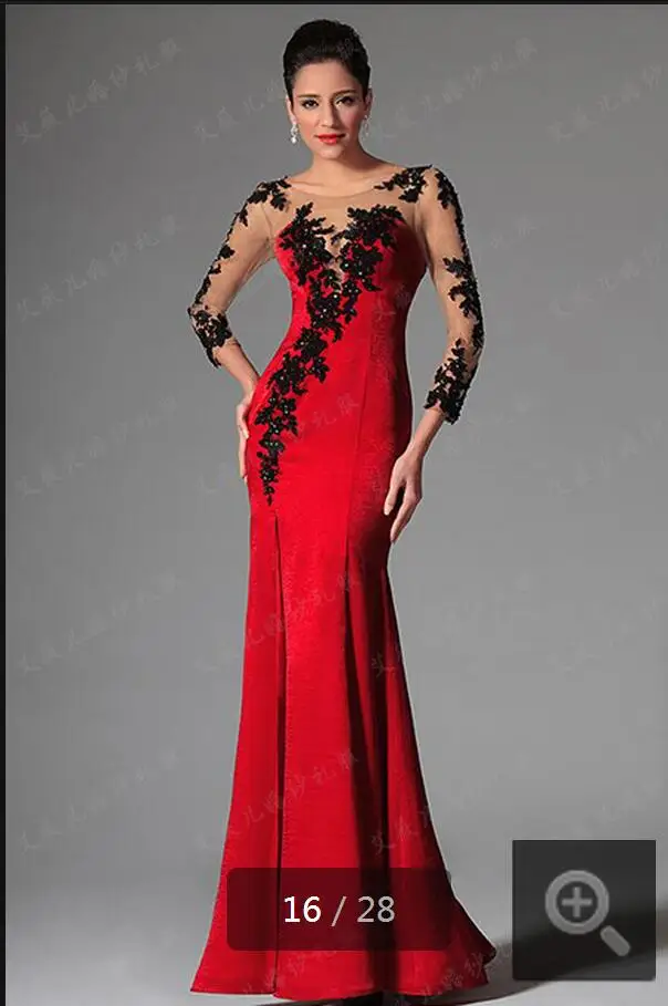 2017 red mermaid stylish lace appliques slit evening dresses long ...