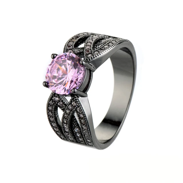 size 6 10 classical jewelry princess cut light black wedding ring pink crystal filled cz - Pink And Black Wedding Rings size 6 10 classical jewelry princess cut light black wedding ring pink crystal filled cz - Pink And Black Wedding Rings