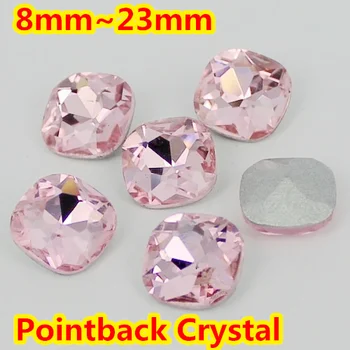 

Light Pink Color Classical Fat Square Shape Pointback glass Crystal Fancy Stone For Jewelry Making 8mm,10mm,12mm,14mm,18mm,23mm