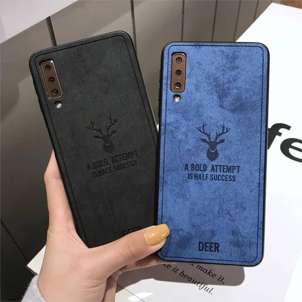 Тканевый чехол с оленем для Samsung Galaxy A7 2018 A6 Plus M20 M10 S10 S10E S9 S8 S7 Edge Note 9 8 кожаный +
