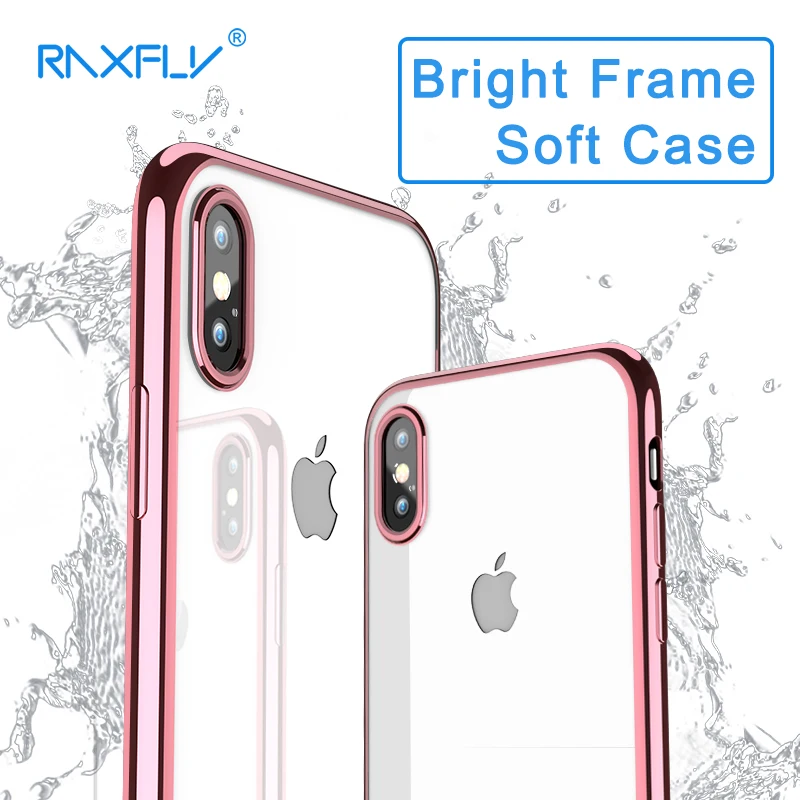 RAXFLY Bright Frame Soft Phone Cases For iPhone X Case 10 Full Edge Ultra Thin Silicone Cover Capinhas |