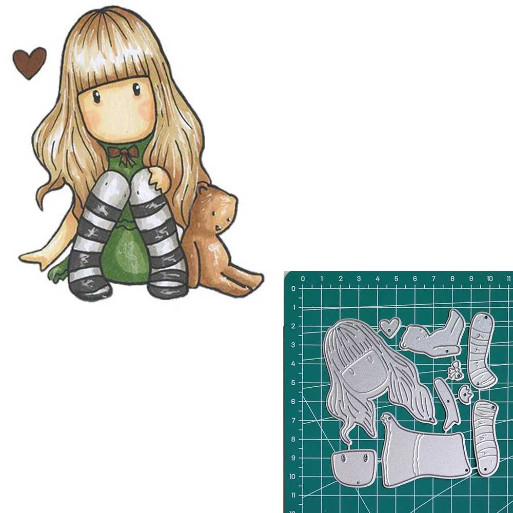 

Squat new 2019metal cutting dies doll girls for scrapbooking and making paper for cards