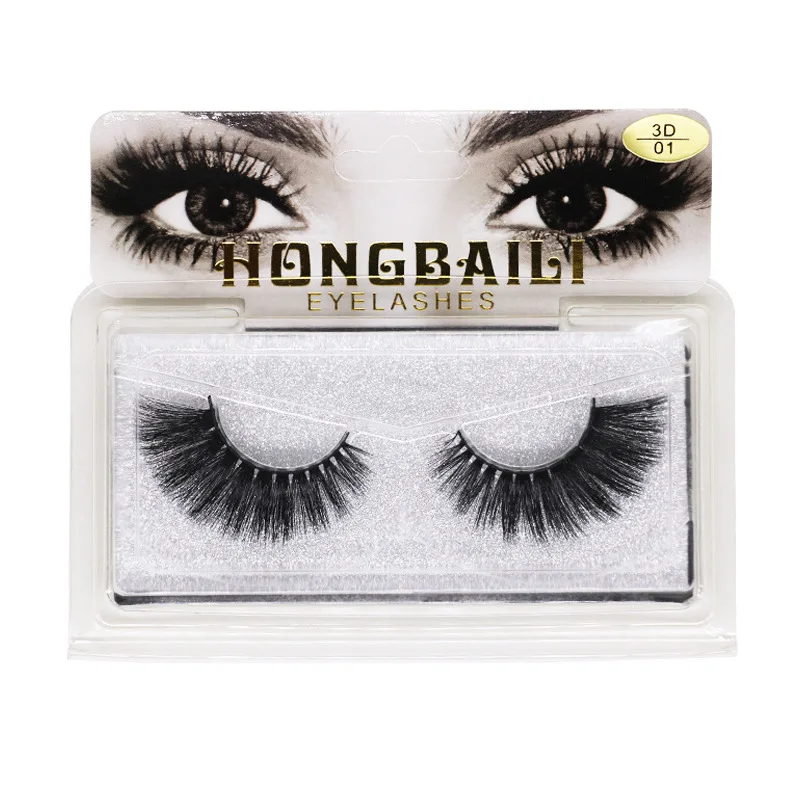 

3D chemical fiber false eyelashes thick cross realistic eyelashes single double false eyelashes