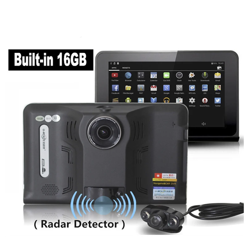 

7 inch Android Car dvrs radar Recorder camera FHD 1080P Car GPS Navigation navigator vehicle gps 16GB Russia/Europe/Navitel map