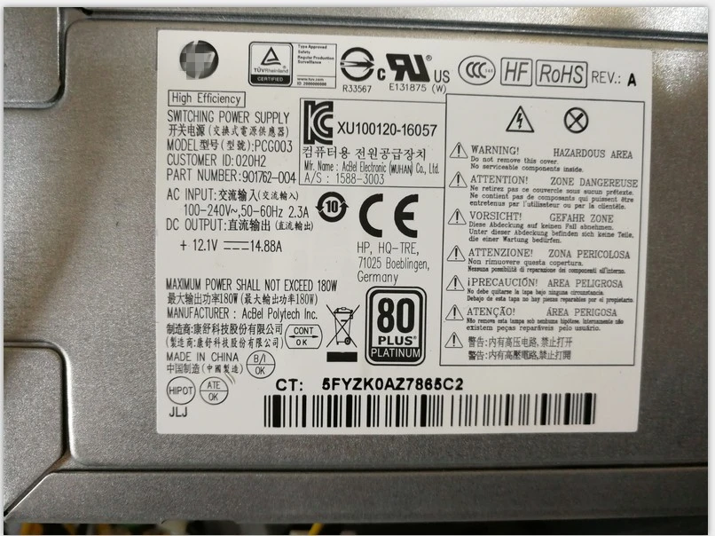 Блок питания для hp 800 600 480 400 280 G3 G4 MT Питание DPS-180AB-25 в 901762-001/002/004 PA-1181-6HV 901771-004 D16-180P3A