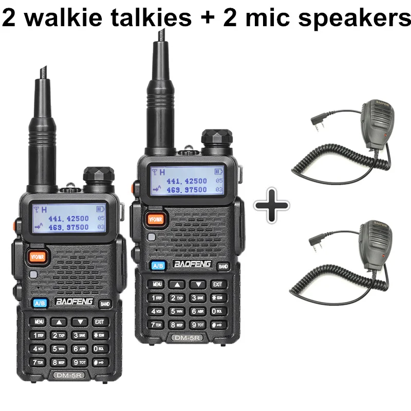 2 шт. Baofeng DM-5R цифровые радиостанции Portatiles Uhf Vhf рация ПМР 10 км DMR радио CB коротковолновым приемником Baofeng Uv-5r Uv5r плюс - Цвет: Add 2 mic speakers