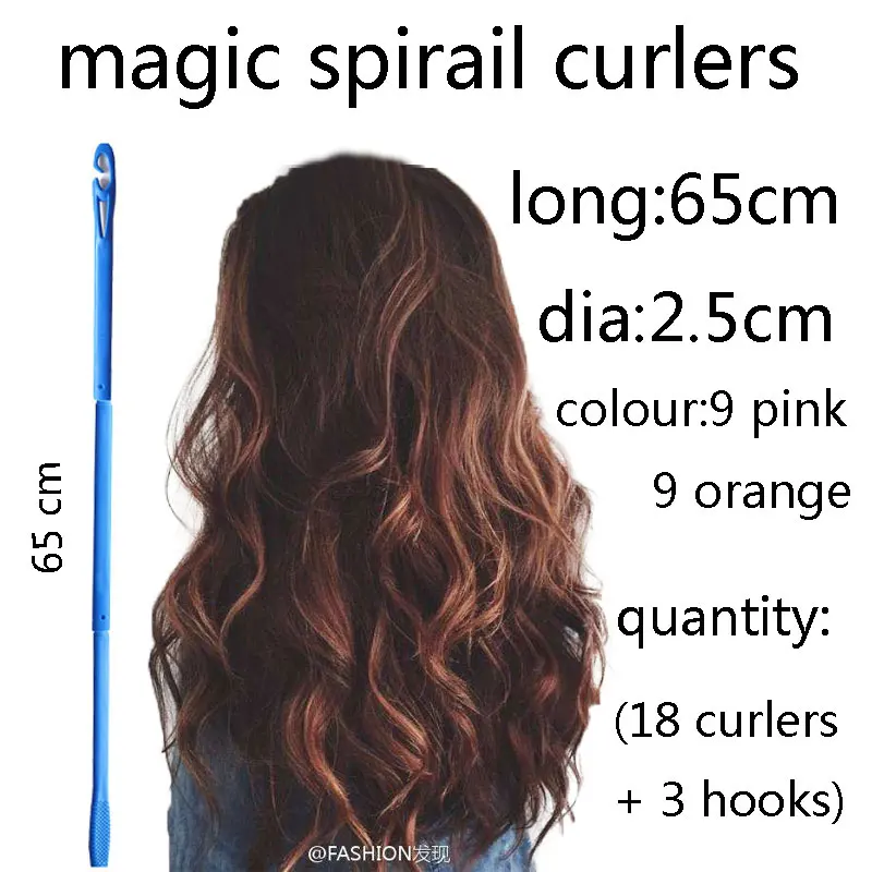 

65cm18pcs high quality nylon mesh belt soft spiral magic hair curlers rollers without heat bendy curl tools