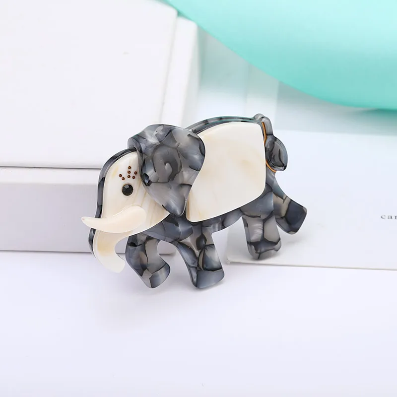 MAIKALE Fashion Acrylic Elephant Brooches for Women Men Big Resin Acetate Celluloid Animal Brooch Pins Jewelry Gifts Cute Broche