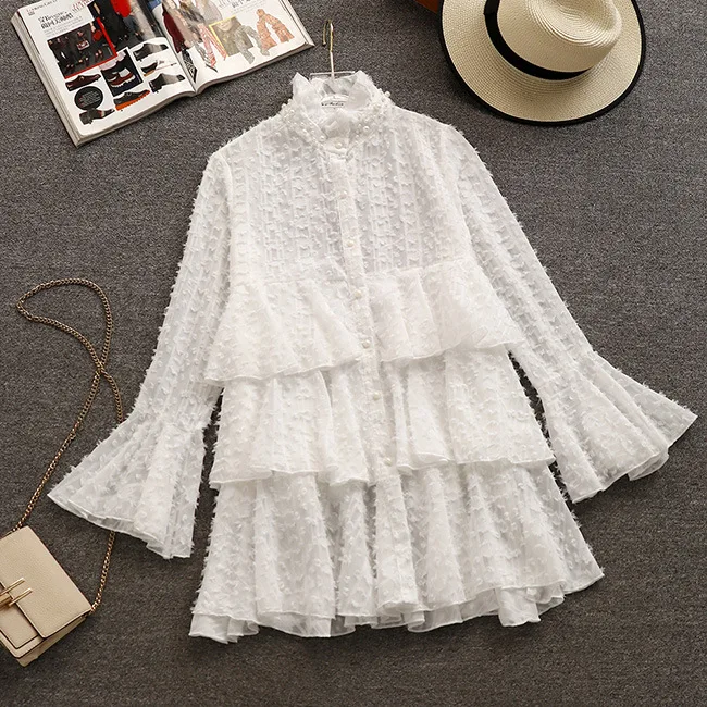 Women's dress autumn and winter style corduroy round collar lantern sleeve long sleeve (25)