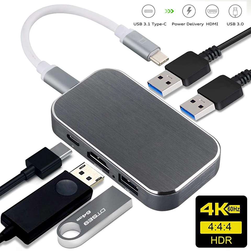 

Navceker 100W USB 3.1 Type C To HDMI USB 3.0 Adapter Converter 4K 60Hz USB C Hub for MacBook Pro Pixel Huawei Mate10 Samsung S9