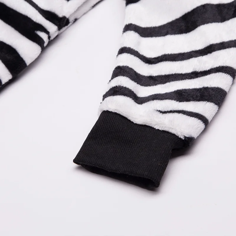 Zebra Pajama Suit For Kids Animal Onesie Winter Warm Flannel Sleepwear Hooded Anime Kigurumi Cosplay Costume Party Cute Fantasy