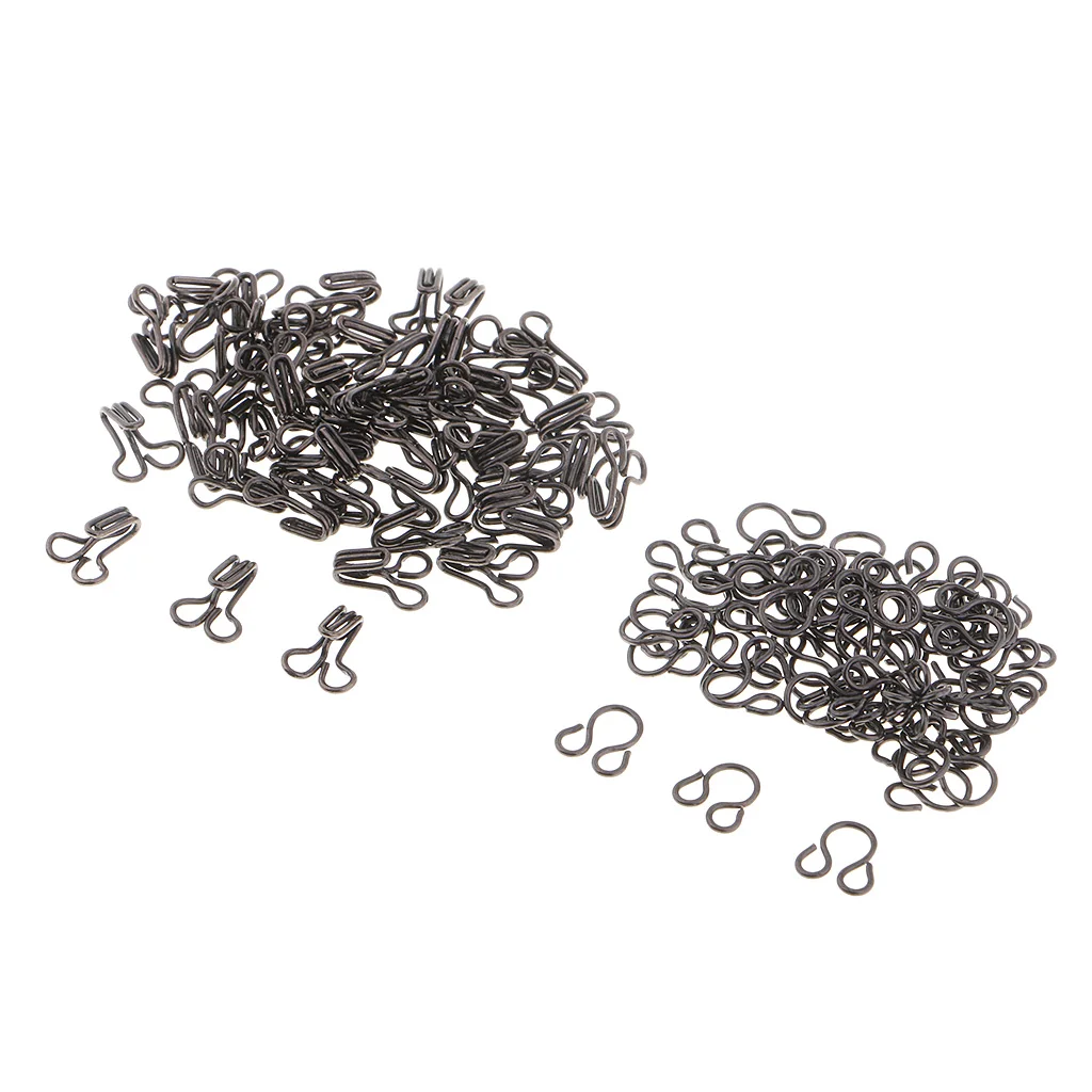 100 Sets Hook & Eye Bra Fastener Metal Dress Skirt Sew on Replacement Repair