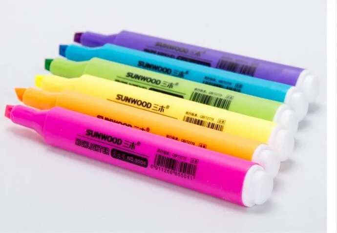 Sunwood хайлайтер 6 цветов с толстой головкой цветной флуоресцентный маркер набор