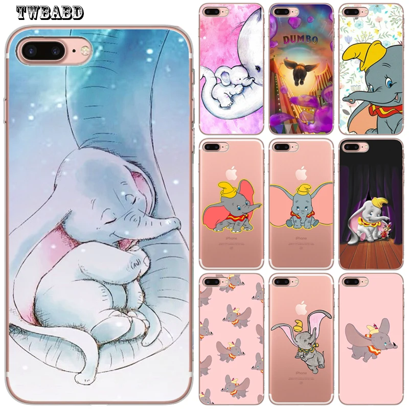 

Cute Dumbo Phone Case For Cover iphone 8 7 X XS Max XR 6 7 8 Plus 5S SE 2019 New Arrival Soft Transparent Phone Shell Cover Etui