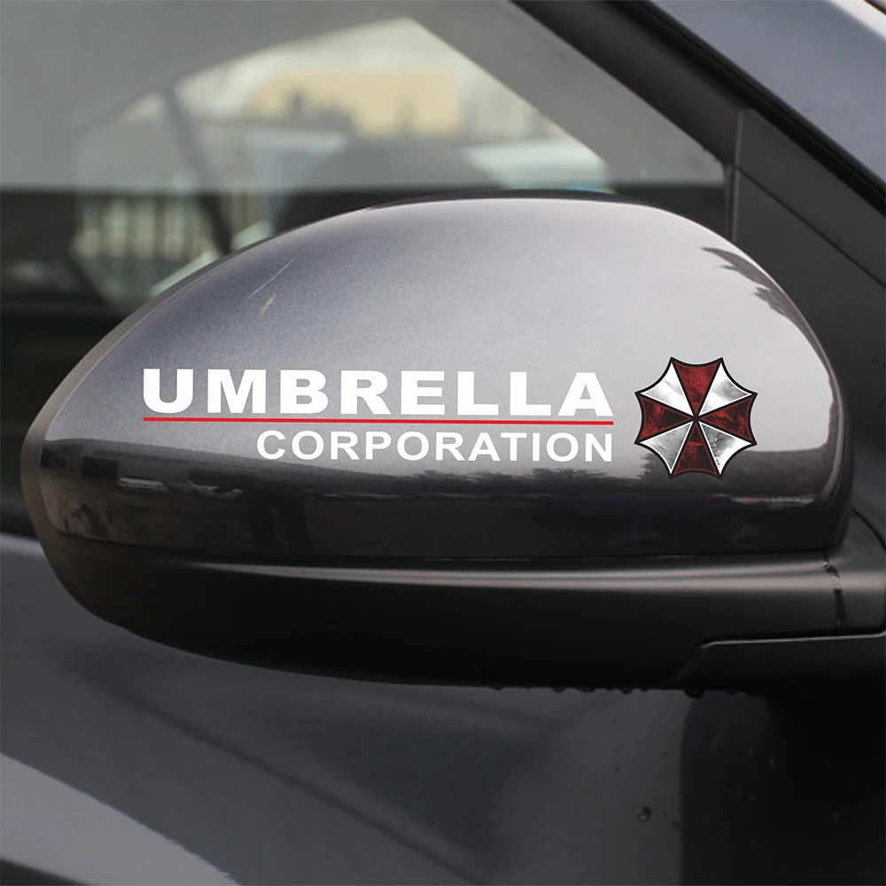 lllopm 2 X Umbrella Corporation Accessories Reflective Car Rearview Mirror Sticker Decal for Vw Golf Polo Audi Bmw Ford Focus