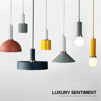 

Nordic Multicolor Art Dining Room Chandelier Creative Personality Bar Macaroons Simple Coffee Shop Bar Light Fixtures