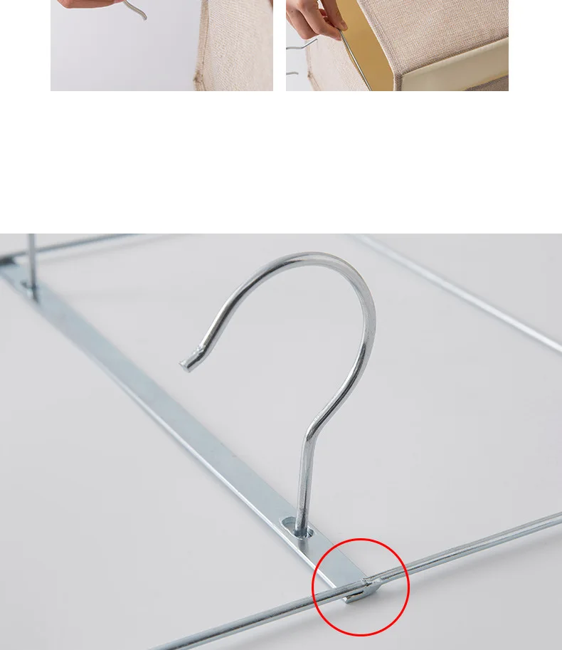 Hanging Drawer Design Cotton Line+Steel Storage Bag Durable Washable Hanging Organizer For Shirt Underwear 1pcs Wardrobe Storage