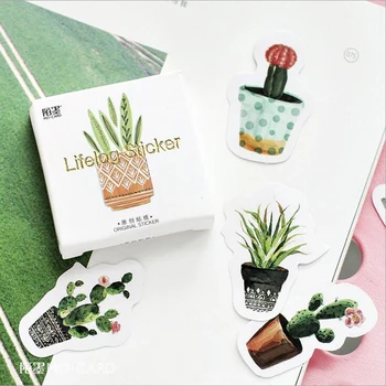 

Green Plant Label Boxed Sticker Mobile Phone Album Sticker Sticker Child Student Stationery Decoration Sticker 45pcs / Box