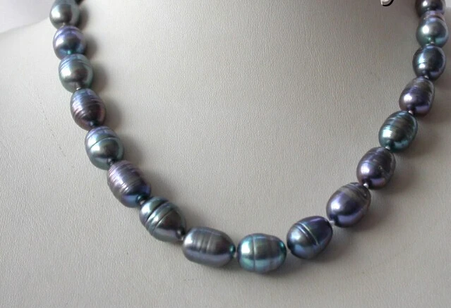 

feel shipping RHJ00107 stunning 13mm baroque black freshwater cultured pearl necklace