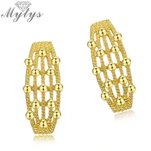 Mytys желтое золото цвет Геометрическая сетка полые серьги для женщин модные вечерние аксессуары подарок CE433