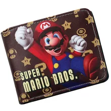 Мультфильм Супер Марио двойной бумажник с наличные монета карман кредитный держатель для карт кошелек