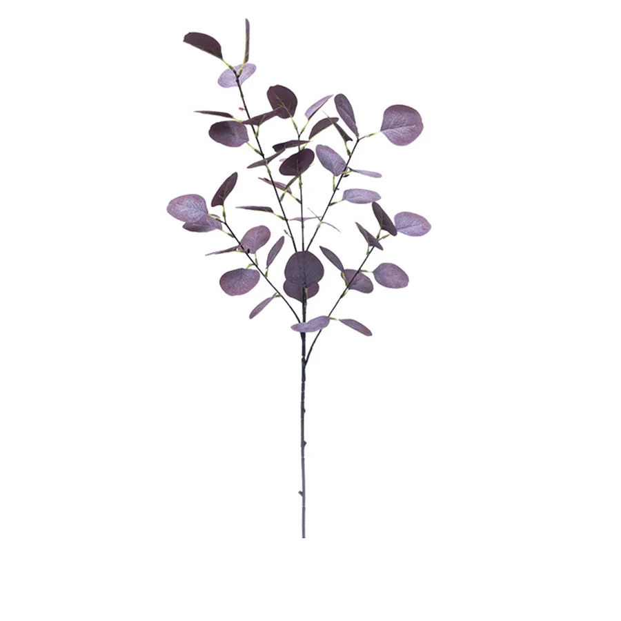 90 см шелковые искусственные листья эвкалипта длинные 5 веток DIY Искусственные растения домашнее свадебное украшение искусственная листва настенный осенний Декор - Цвет: purple