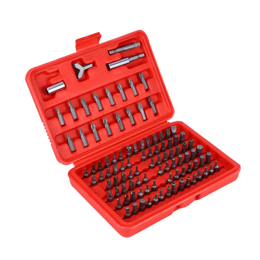 100Pcs Security Bit Set Metric & SAE Tamper Proof Torx Star Hex Key Screwdriver