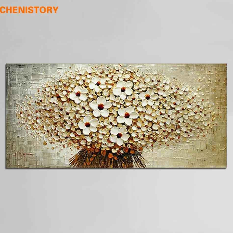

Unframed Modern Abstract Oil Painting Flowers Palette Knife Handpainted Canvas Painting Home Decor For Living Room Wall Artwork