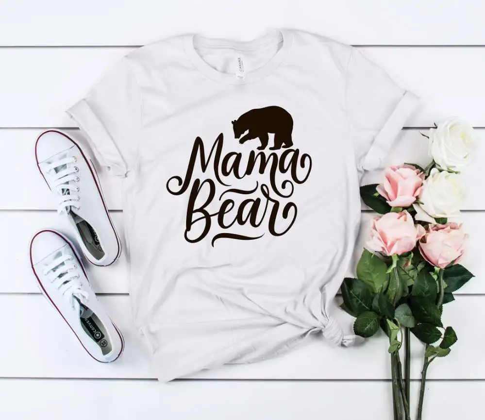 Mama Bear Print Women tshirt Cotton Casual Funny t shirt For Lady Girl Top Tee Hipster Ins NA-102