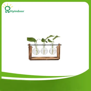 

Flower Pot Vase Decoration Home Wooden Frame Glass Tabletop Planter Terrarium Bonsai Decor Flower Vase