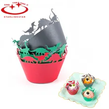 10 шт полый десертный стол чашка торт границы бумажный стаканчик детский день динозавр кружева торт сковорода кухня выпечки торт инструмент