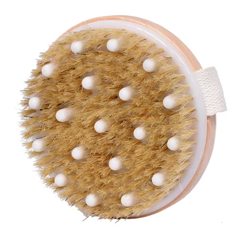Body massage bath brush wooden bristle bath brush  Scrub Skin Massage Shower Body Round Head Bath Brushes Bathroom Accessories 2