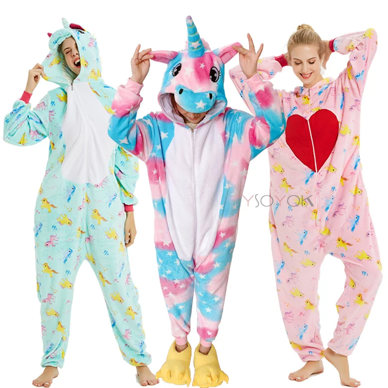 

Kigurumi Pajamas Unicorn Adults Animal Panda Pajamas for Women Girls Jumpsuit Costume Stitch Licorne Onesies Winter Sleepwear