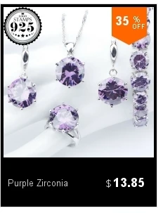 Новинка 925, фиолетовые циркониевые серебряные Ювелирные наборы для костюма, женские браслеты, кулон и ожерелье, кольцо, серьги с камнями, набор, подарочная коробка