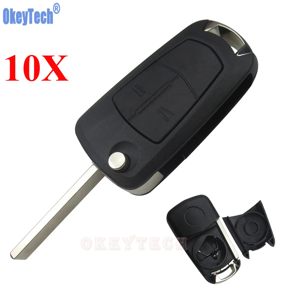 

OkeyTech 10PCS/LOT 2 Buttons Flip Remote Car Key Cover Fob Case Shell Styling Case For Vauxhall Opel Corsa Astra Vectra Signum