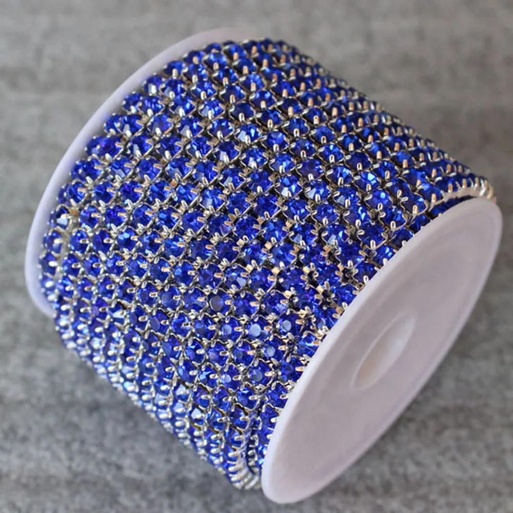 

Rhinestone cup chain ss8 to ss12 single row rhinestones chian 10yards silver base sew on cup chain claw rhinestone for clothes