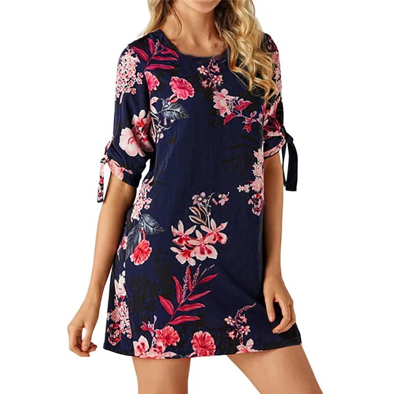 

2019 Kimtae Women's Clothing Summer Fashion Dresses Floral Print Bowknot Sleeves Mini Dress Casual Party Sexy Sundress z0403