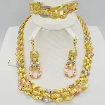 

New High Quality Big Collar Jewelry Set For Women Necklace Earrings Bracelet Set For Party Jewelry Dubai Fashion Jewelry Finding