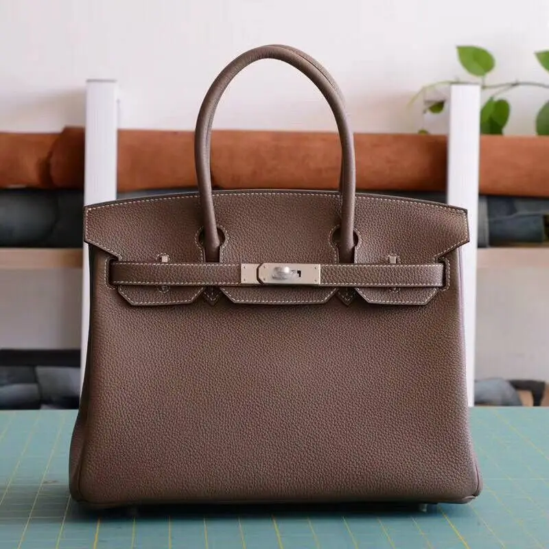 DCM 30CM 35CM Genuine Togo Calfskin Leather Original Leather Women Top Handle Tote Bag