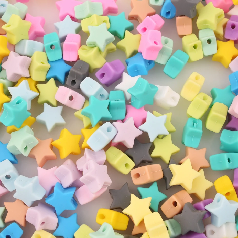 Кусачки 20 шт. маленькие звезды силиконовые бусины карамельных цветов DIY ожерелье 14 мм BPA бесплатно Ecofriendly бусины браслет сделан детский Прорезыватель