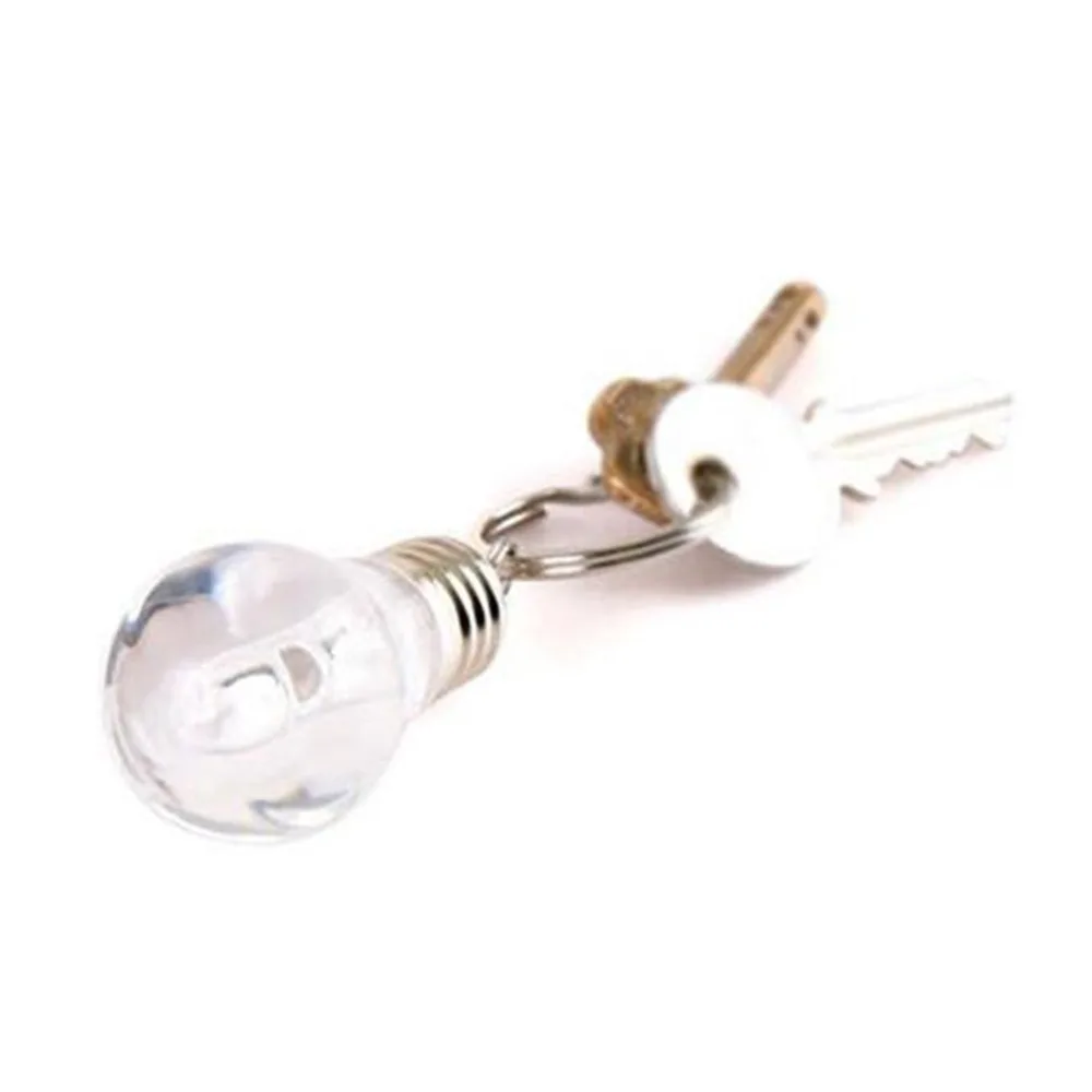 

2018 New Lovely LED Bulb Keychain Bright Flash Light Spiral Key Chain White Light Torch Keyring Cute Luminous Clear Lamp Toys